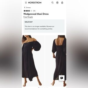 Free People Wedgewood Black Lace Embroidered Maxi Dress W/ Pockets